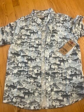 RVCA Horton Fish Print Button-Down Shirt